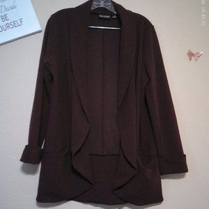 Open Draped Front Burgundy Blazer SZ M by Nina Leonard